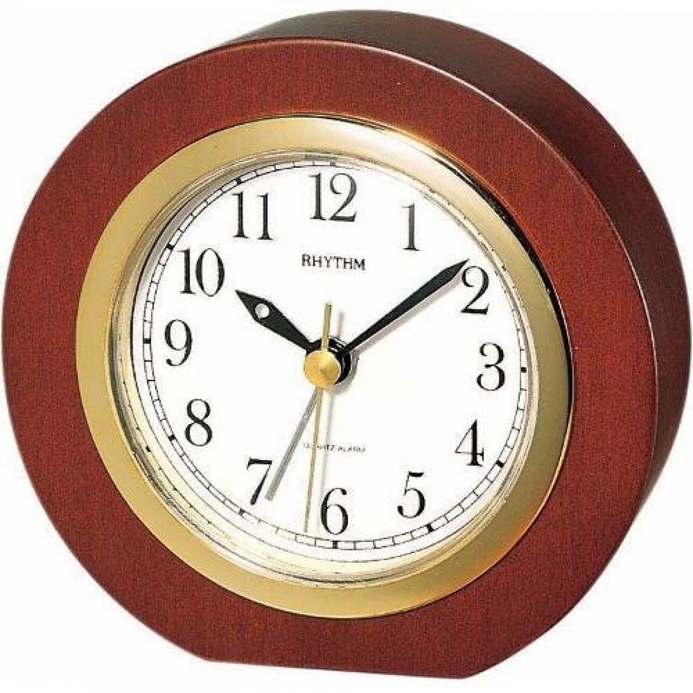Rhythm Wooden Table Clock Dark Brown
